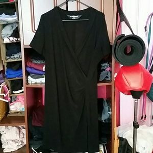 Normal Kamali faux wrap little black dress